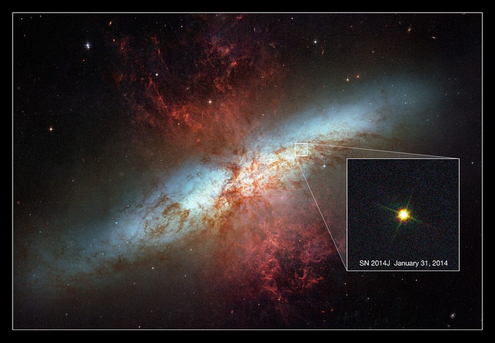 Supernova SN 2014J in Messier 82 Galaxy